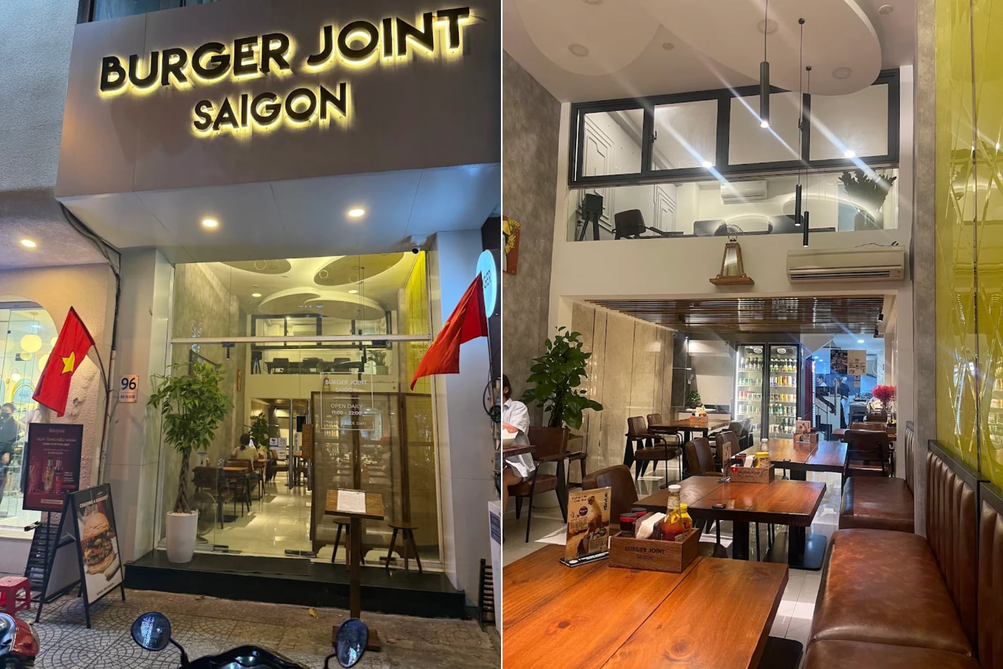 The space at Burger Joint Saigon feels open and airy, thanks to its high ceiling 